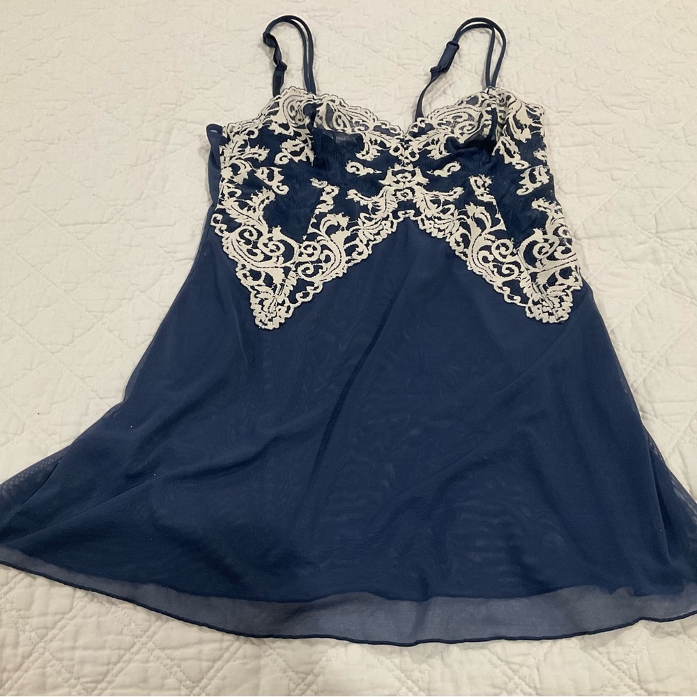 Wacoal Blue Mesh Lingerie Slip Dress